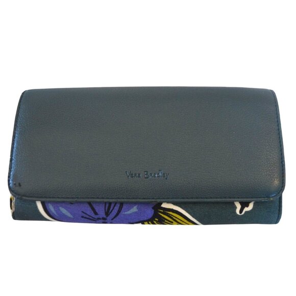 Vera Bradley Falling Flowers 2017 Retired Tri Fold Wallet Bohemian Polka Dots - Picture 1 of 7